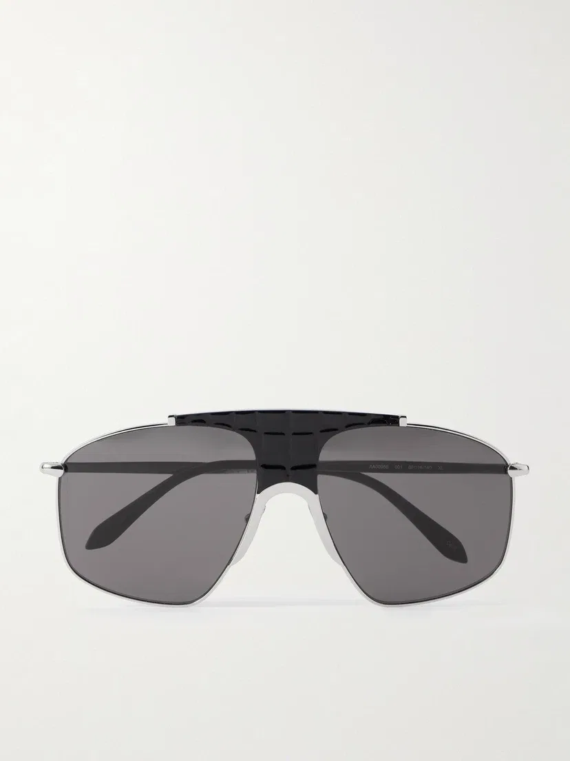 Солнцезащитные очки-авиаторы серебристого цвета с оправой из ацетата ALAÏA EYEWEAR, серебряный