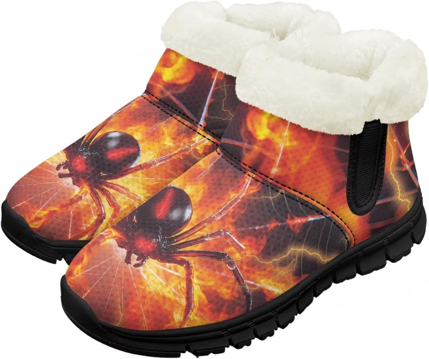 

Детские зимние ботинки Chririnla для мальчиков и девочек, утепленные высокие кеды «босиком» с противоскользящей подошвой и флисовой подкладкой, пушистые слипоны, Flame Spider