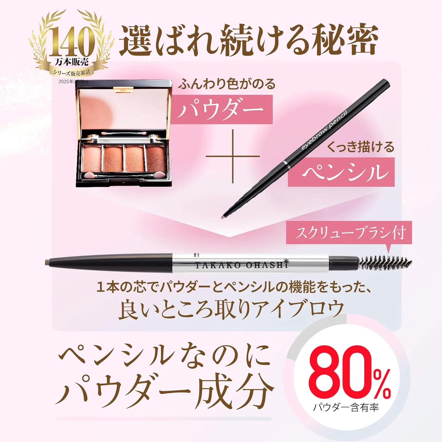 Пудра для бровей Takako Ohashi Powder Slim Eyebrow Long Lasting EX Natural Brown