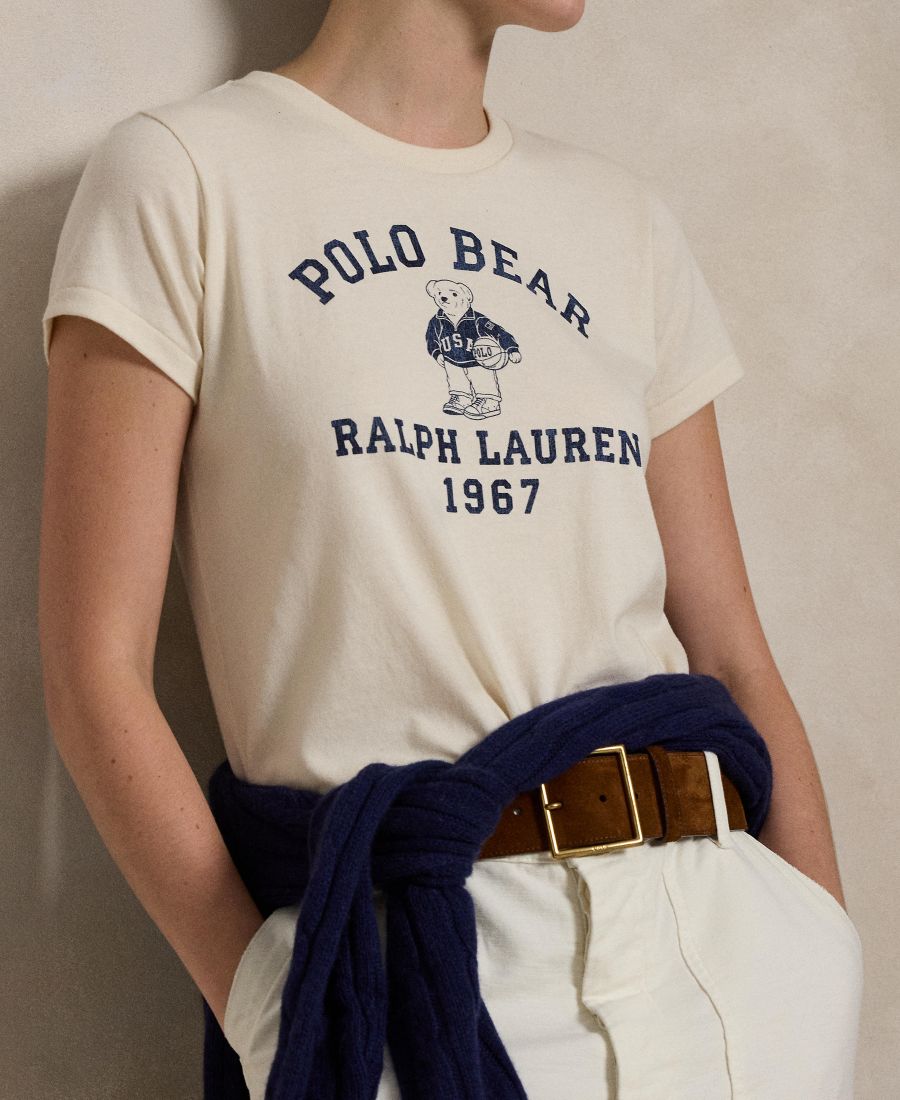 Женская футболка Polo Bear из хлопкового трикотажа Polo Ralph Lauren, Deckwash White — фото 3