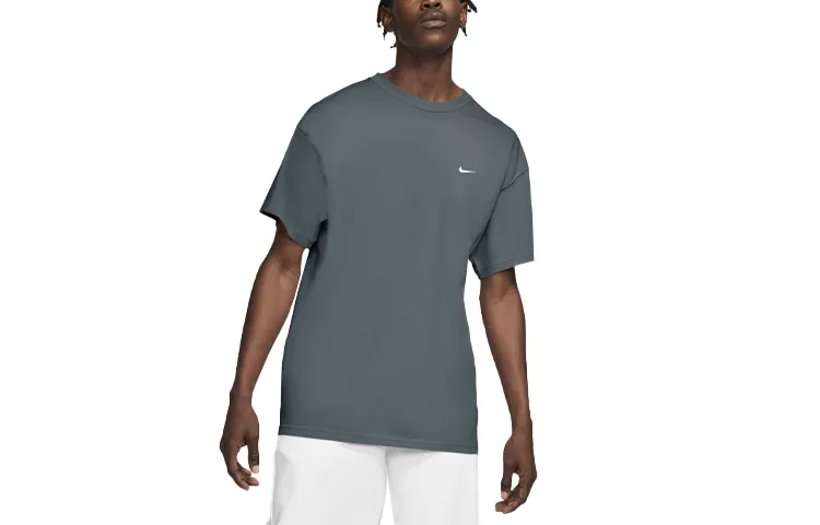 Nike Футболка мужская Gray Blue Crew Neck Moderate Straight Fit — фото 2