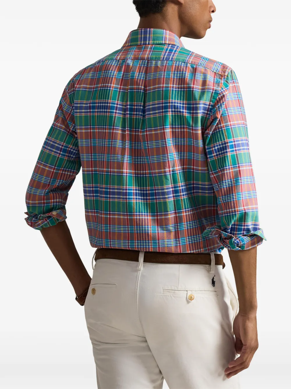 Клетчатая рубашка с вышитым логотипом Polo Ralph Lauren, зеленый — фото 4