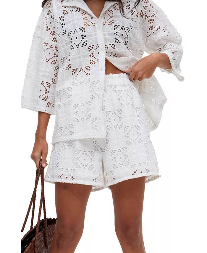 

Женские шорты Shell All Over Broderie Anglaise Raffya, белый