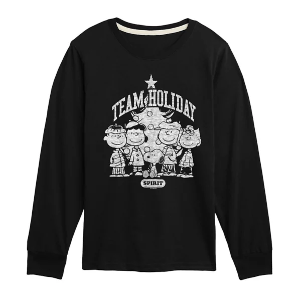 

Футболка с длинным рукавом и принтом «Peanats Team Holiday Spirit» для мальчиков 8–20 лет Licensed Character, черный