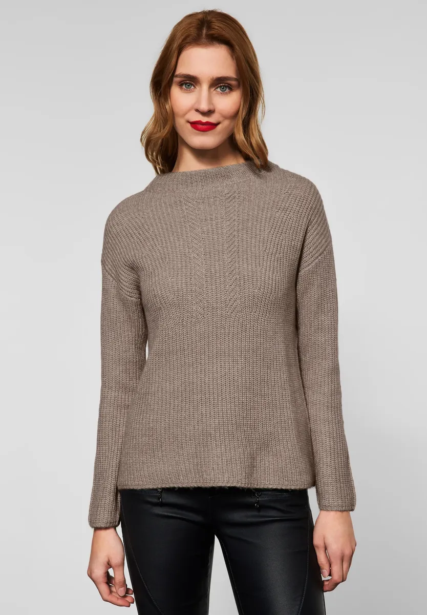 

Однотонный свитер с воротником-стойкой STREET ONE, цвет Smoky Sand Melange