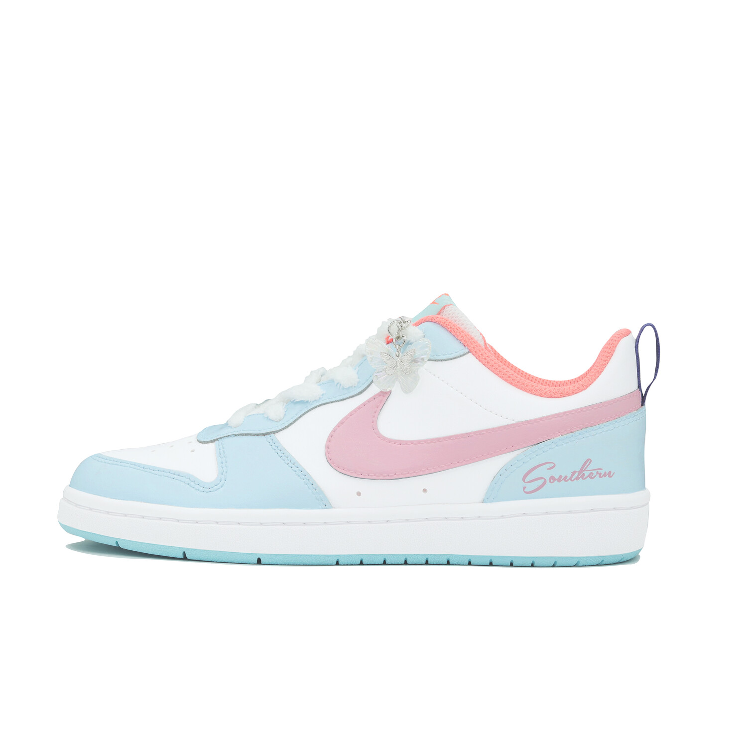 

Кроссовки Nike Court Borough Skateboarding Shoes Women's Low-top Blue/White/Pink, цвет Dream Butterfly