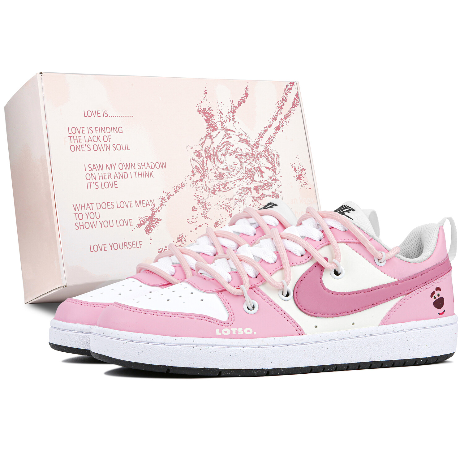 

Кроссовки Nike Court Borough Skateboard Shoes Women's Low-Top White Pink, Белый, Кроссовки Nike Court Borough Skateboard Shoes Women's Low-Top White Pink