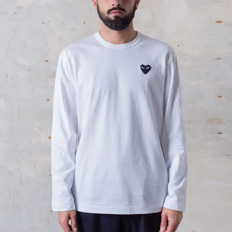 Футболка COMME des GARCONS PLAY L/S Basic T-Shirt Black Emblem 'White' AZ-T120-051-2, белый — фото 3