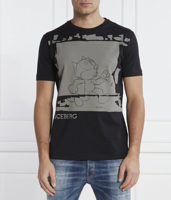 

Футболка Iceberg Regular Fit с принтом, черный / серый