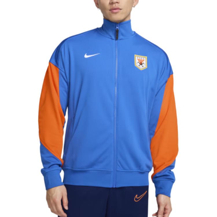 Nike Мужская куртка Академия Dri Fit цвета лампасной травы и сигнального оранжевого с белым, Wicker Blue/Vibrant Orange/White — фото 3