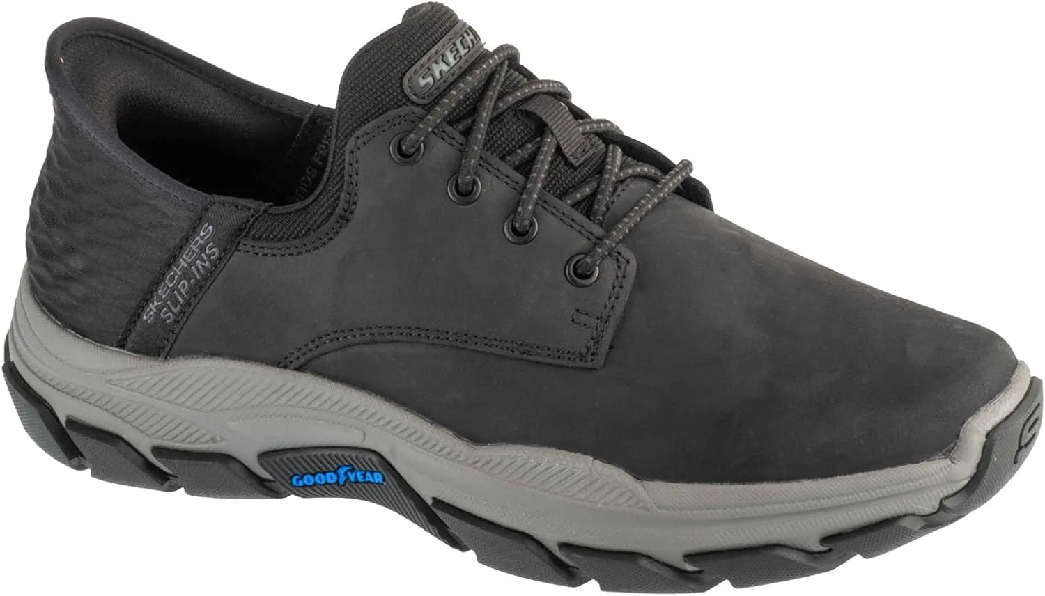 Мужские слипоны Skechers USA Respected - Garrett из кожи с круглым носком и шнуровкой на резинке Skechers USA Men's, черный — фото 2