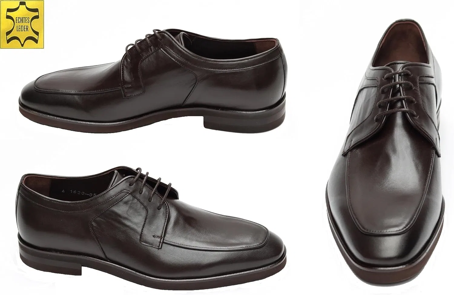Туфли Herren Schnürschuhe echt Leder MMUGA, Dunkelbraun — фото 4