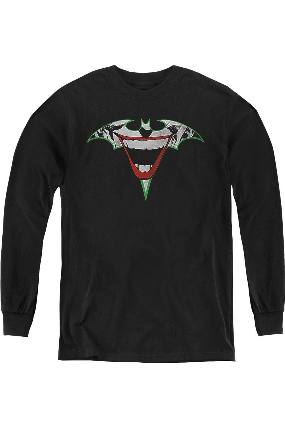 

Батмен Джокер логотип с летучей мышью молодежный свитшот с длинным рукавом Gildan, черный