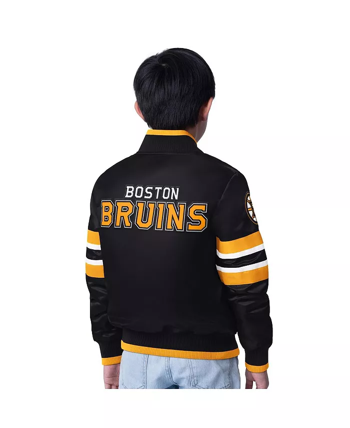 Черно-золотая бейсбольная куртка Boston Bruins Scout 1 на молнии для мальчиков и девочек старшего возраста Starter — фото 2