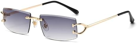 

Солнцезащитные очки без оправы для женщин, металлические солнцезащитные очки для мужчин, защита от УФ-излучения UV400, женские солнцезащитные очки MTZJH, Gold With Gray