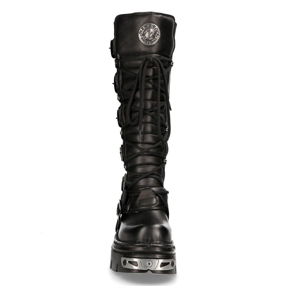 Новые готические ботинки New Rock Knee High Black Leather-272-S1 — фото 4
