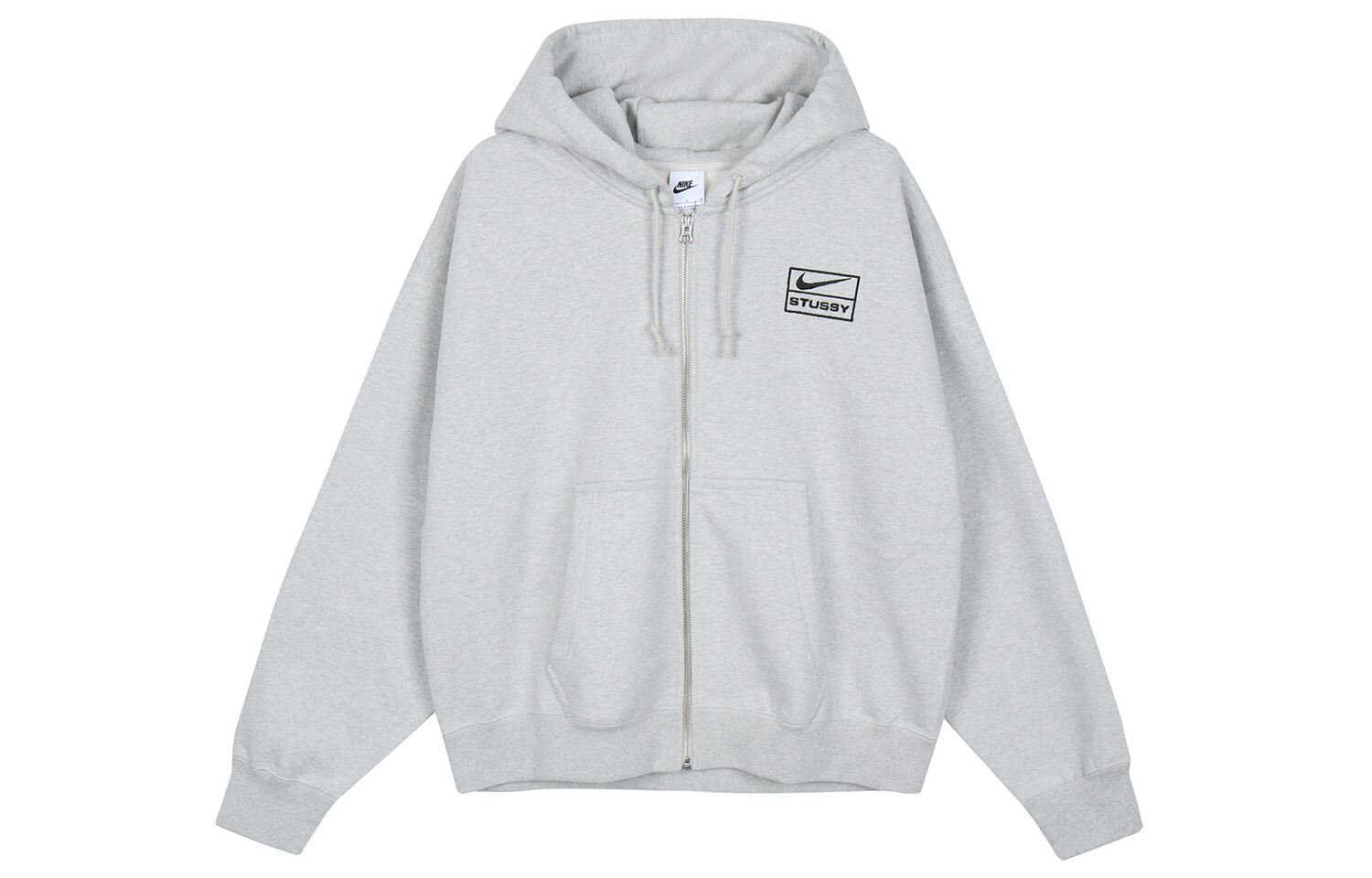 

Stussy X флисовая толстовка с капюшоном на молнии, азиатские размеры FW23 Nike, серый