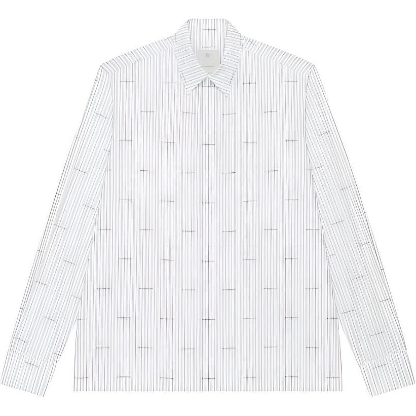

Полосатая рубашка с принтом логотипа Givenchy, белый/серый