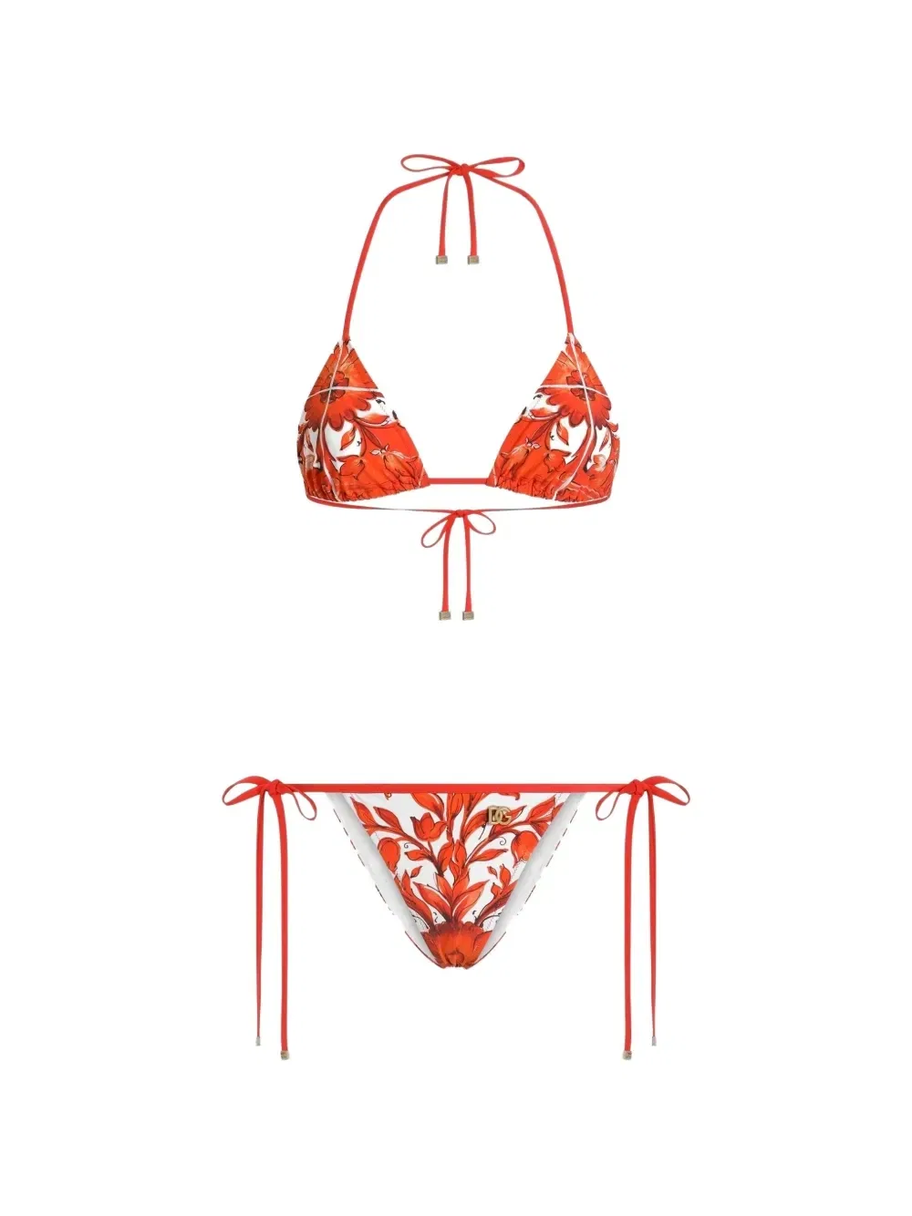Бикини с треугольными чашками и принтом Majolica Dolce & Gabbana, оранжевый