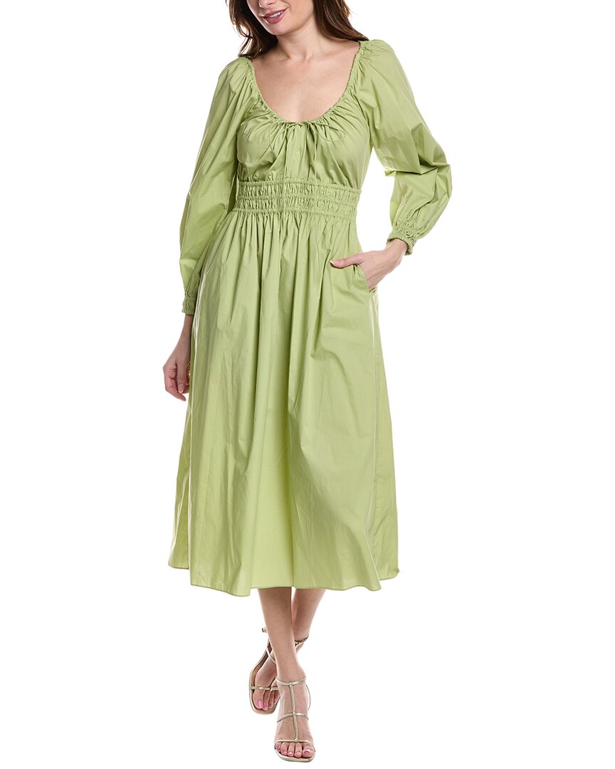 

Платье макси Rebecca Taylor Poplin Smocked с талией, зеленый