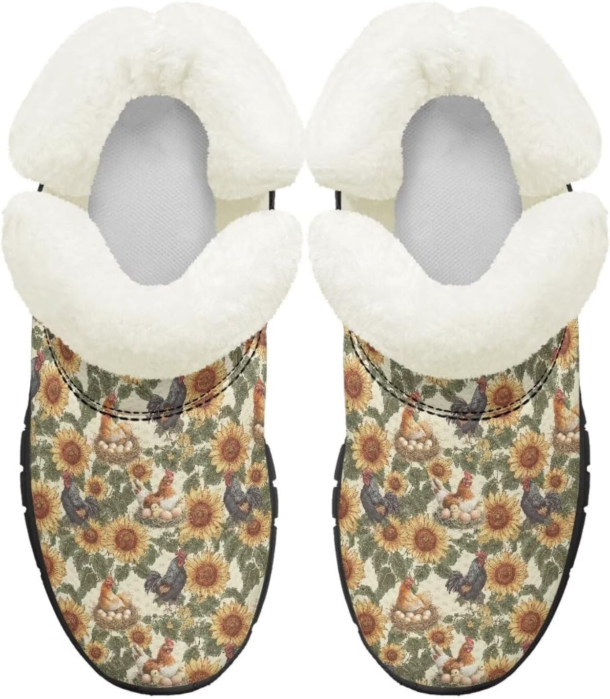 

Снежные ботинки для малышей, мальчиков и девочек, зимние теплые ботинки, низкие туфли, искусственный мех, для холодной погоды, на улице Chririnla, Sunflower Hen Print