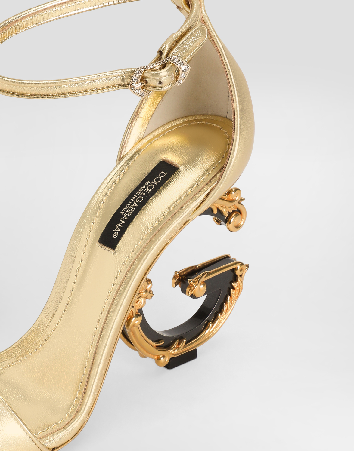 Сандалии из наппы мордорé с барочным каблуком DG DOLCE & GABBANA, золотой — фото 4