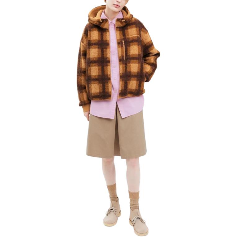 UNIQLO Куртка бархатная женская тёмно-бежевая, Dark Beige — фото 4
