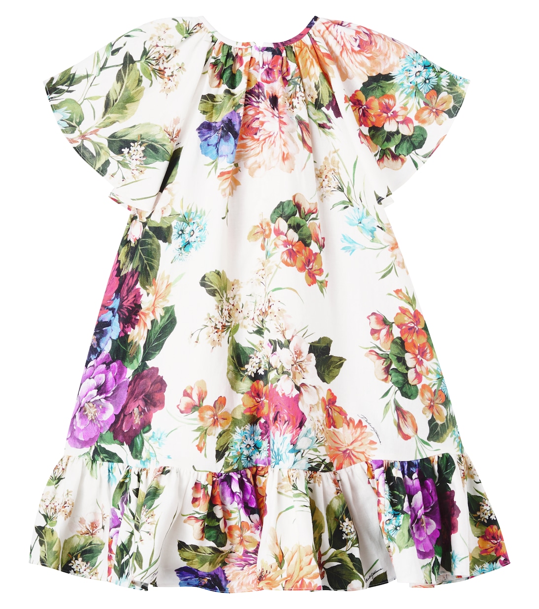 Льняное платье с цветочным принтом Dolce&Gabbana Kids, B. Fiori Cret. F. Bco — фото 3