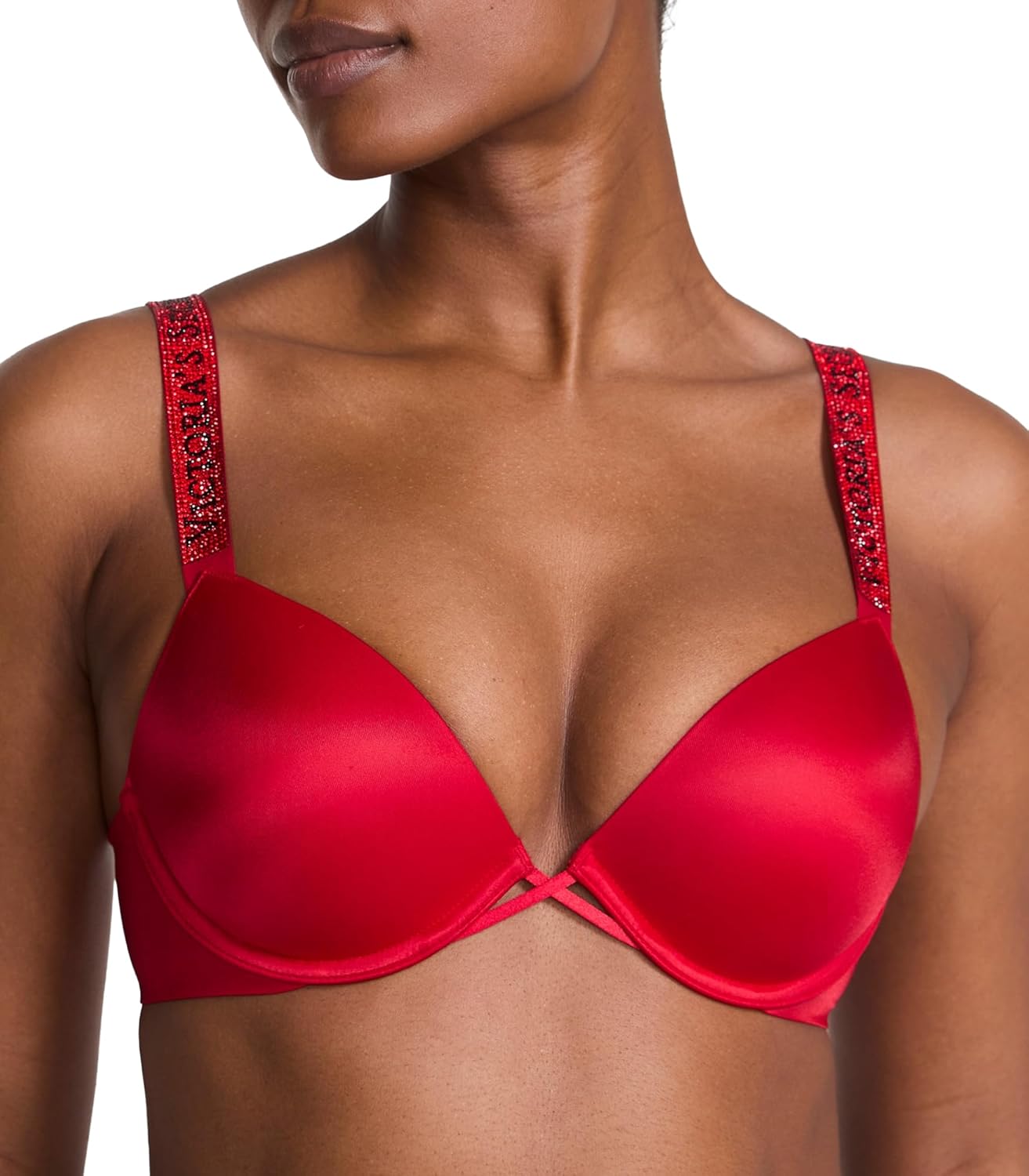 

Victoria's Secret Shine Strap Push Up Bra, бюстгальтеры для женщин (32A-38DDD), Lipstick Red Shine