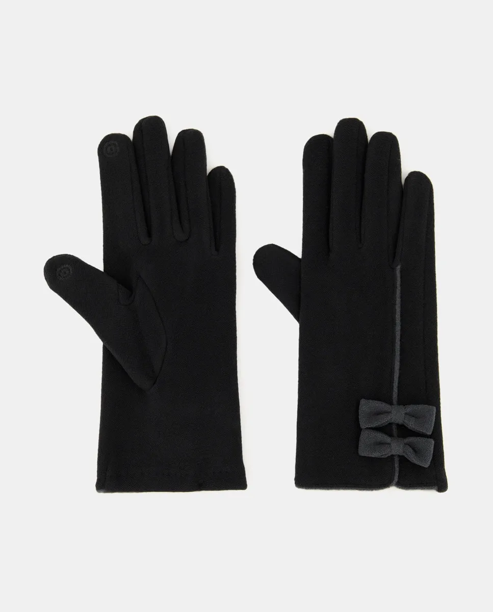 

Черные тканевые перчатки с элементами в виде бантика Eem