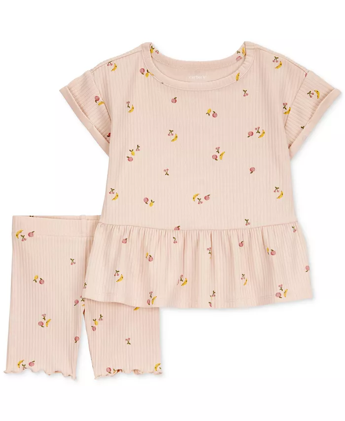 

Детский набор из 2 предметов с фруктовым принтом для девочек Toddler Girls Fruit-Print 2-Piece Short Set Carter's, розовый