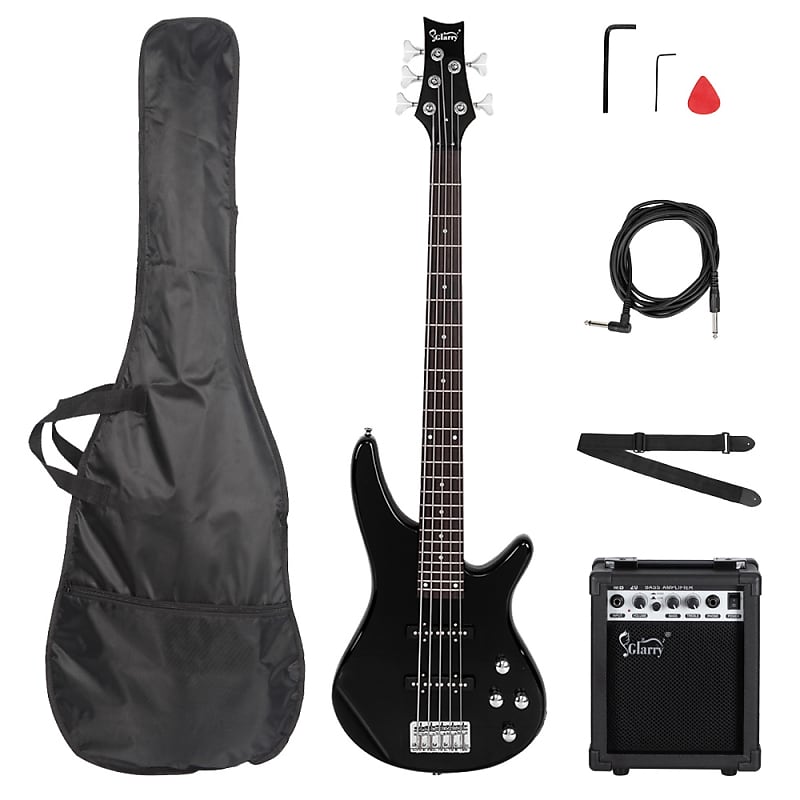 

Басс гитара Glarry Black GIB 5 String Electric Bass Guitar SS Pick-up + 20W Amplifier