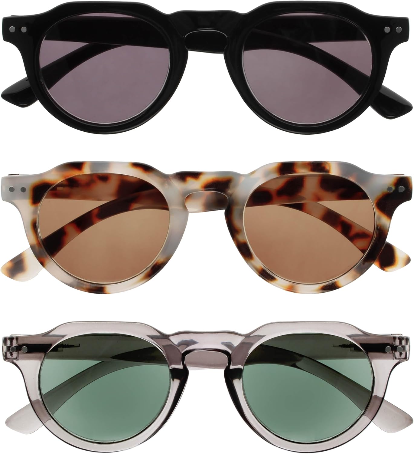 

Солнцезащитные очки для чтения OPULIZE RIO для женщин и мужчин, плоская верхняя оправа с пружинными шарнирами, защита UV400, глянцевый черный цвет +1 (комплект из 3 шт.), 3-pack Shiny Black