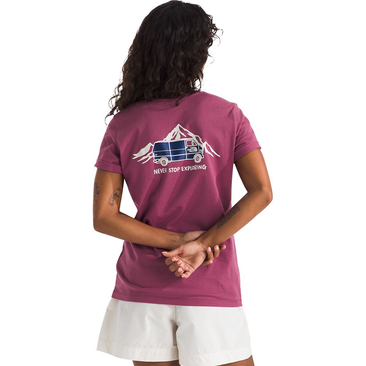 

Короткий рукав уличная графическая футболка The North Face, цвет cyber berry