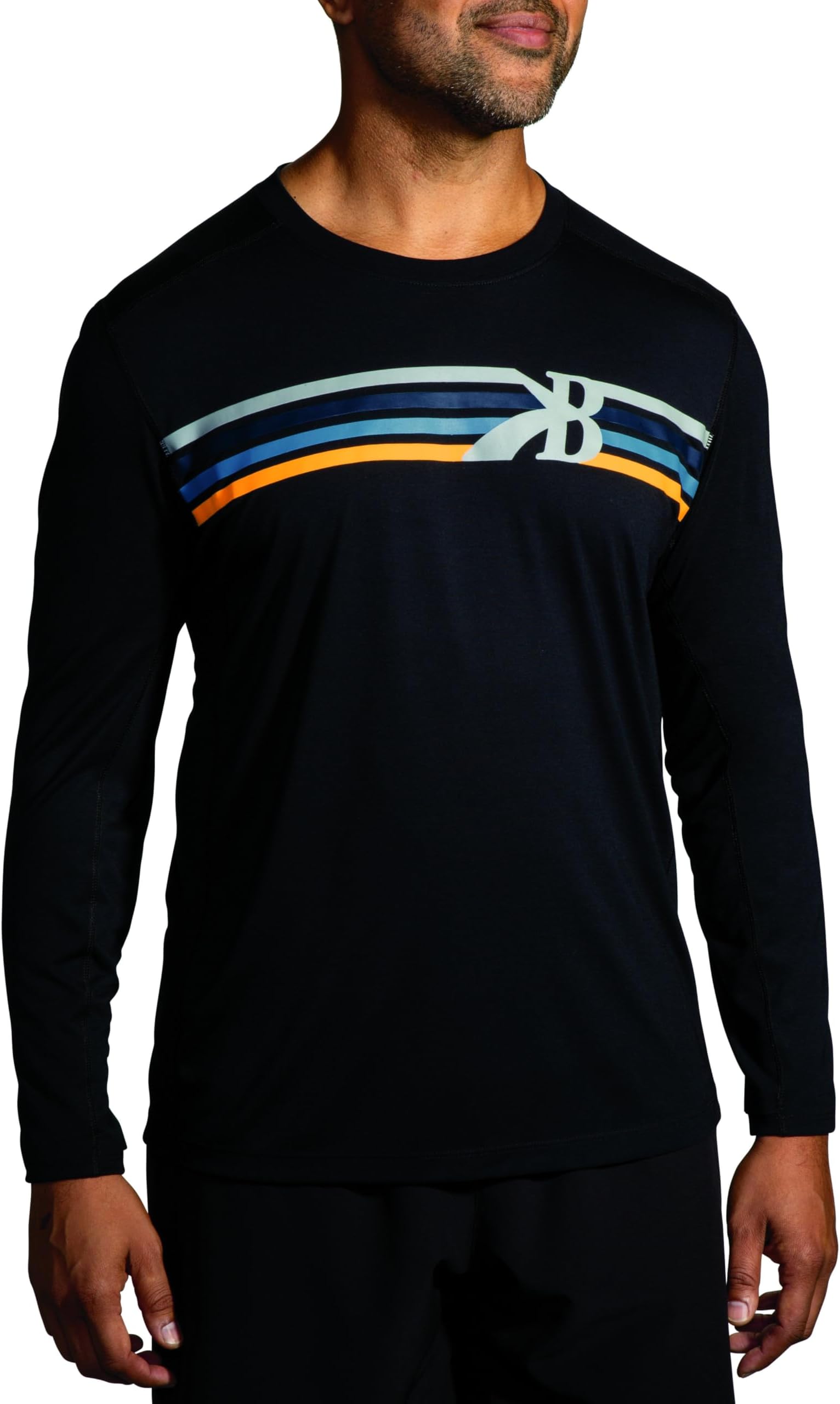 

Футболка Brooks Distance Long Sleeve 3.0, цвет Black/BR Multi Stripe