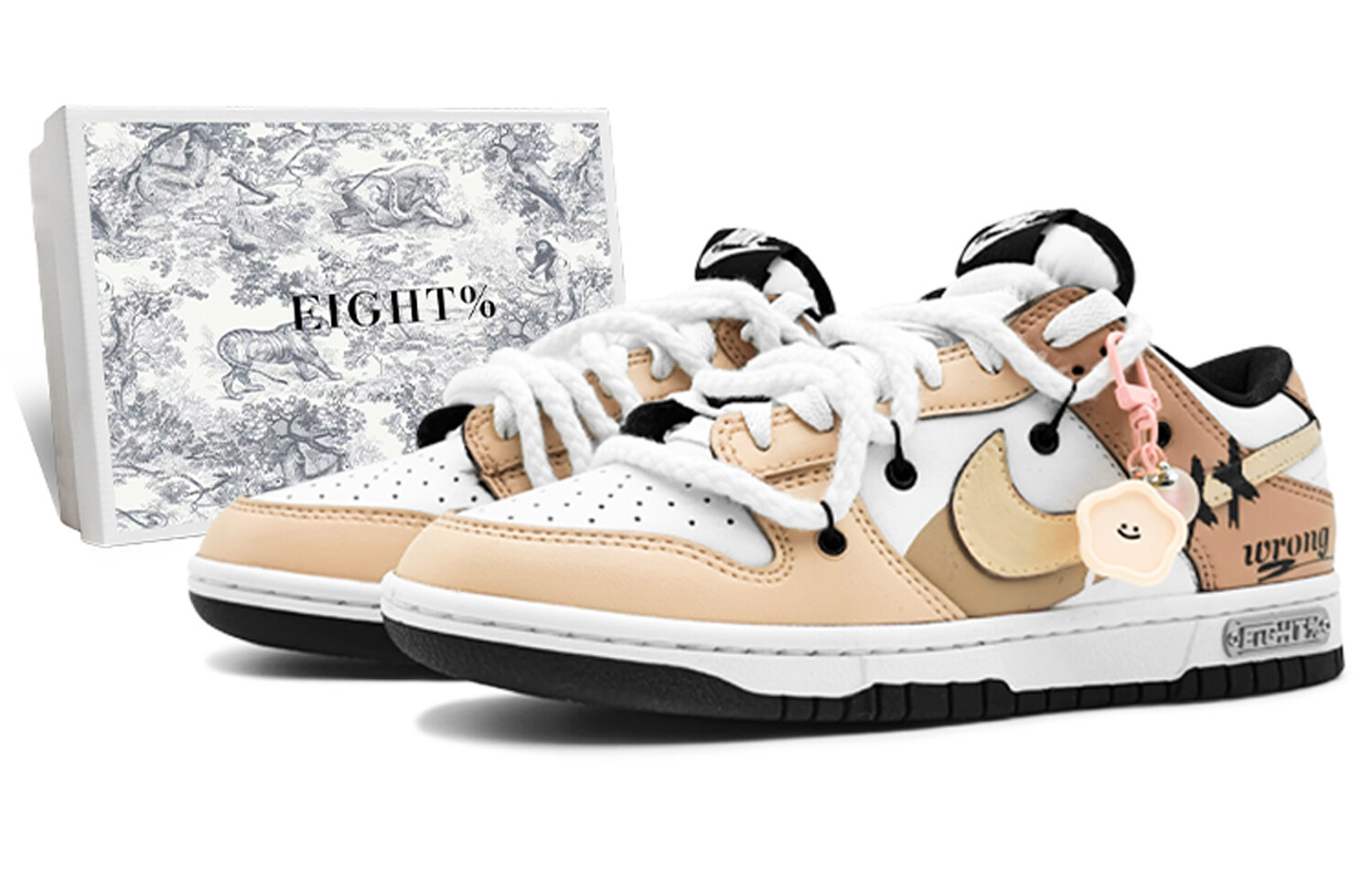 

Кроссовки Nike Dunk Skateboarding Shoes Unisex Low-top White/orange/yellow, цвет Naples Yellow