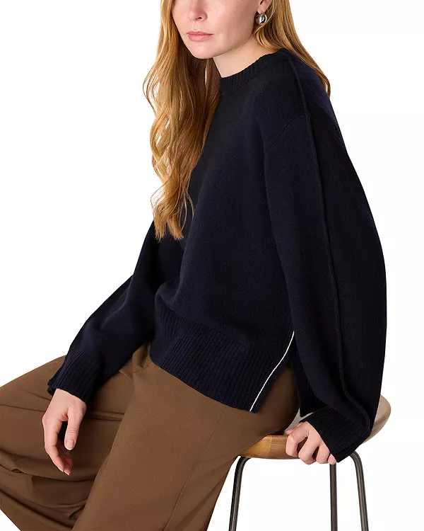 

Шерстяной вязаный свитер с боковой полосой Whistles, синий