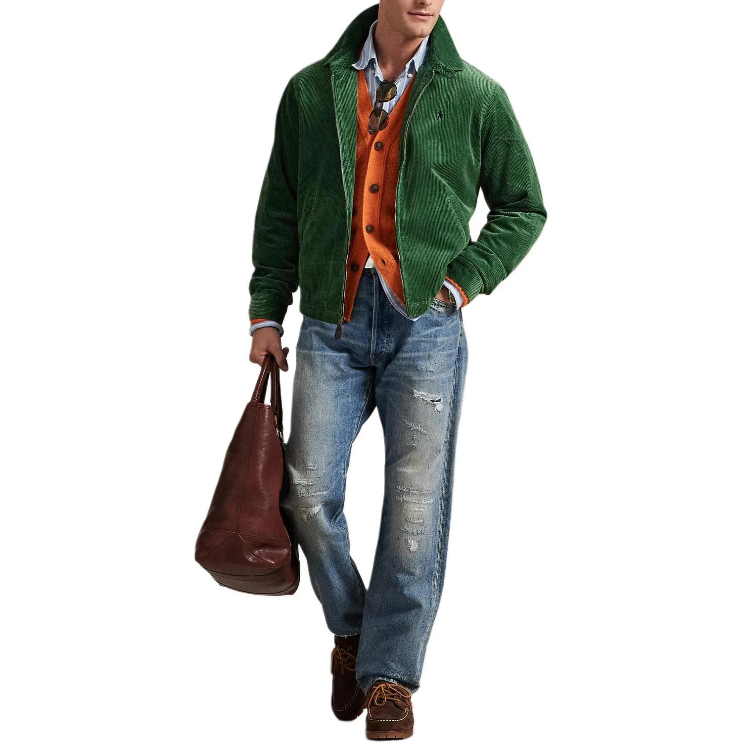Вельветовая куртка на молнии Polo Ralph Lauren, Grassland Green — фото 3