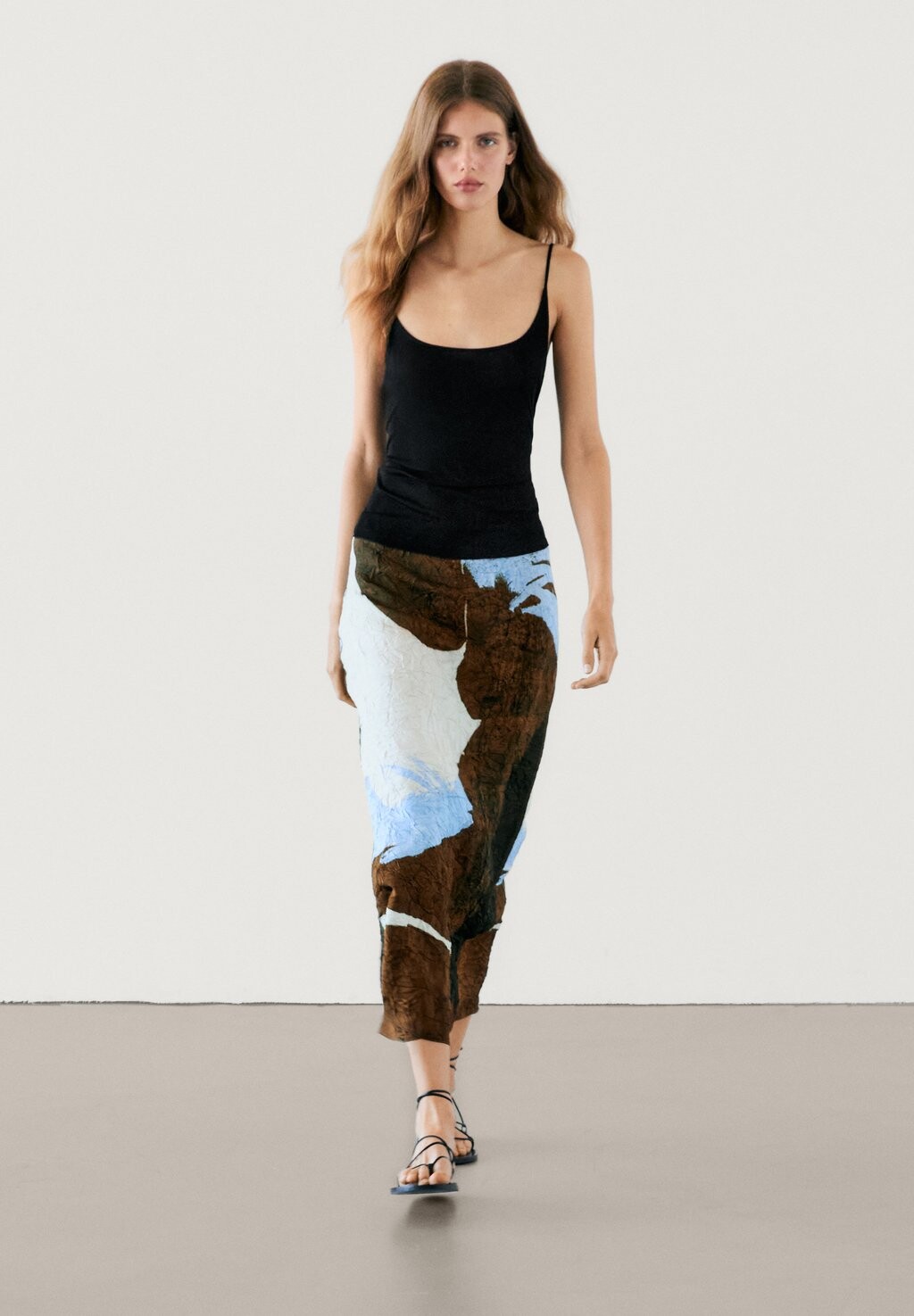 

Юбка-карандаш WITH SLIT DETAIL Massimo Dutti, светло-голубой