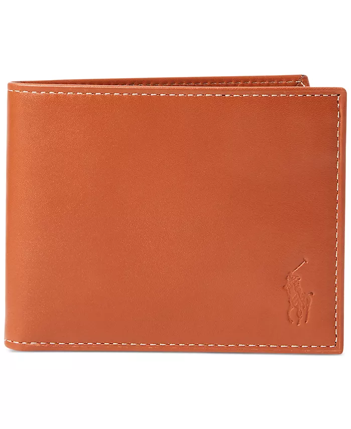 

Мужской бумажник из гладкой кожи Passcase Polo Ralph Lauren, коричневый
