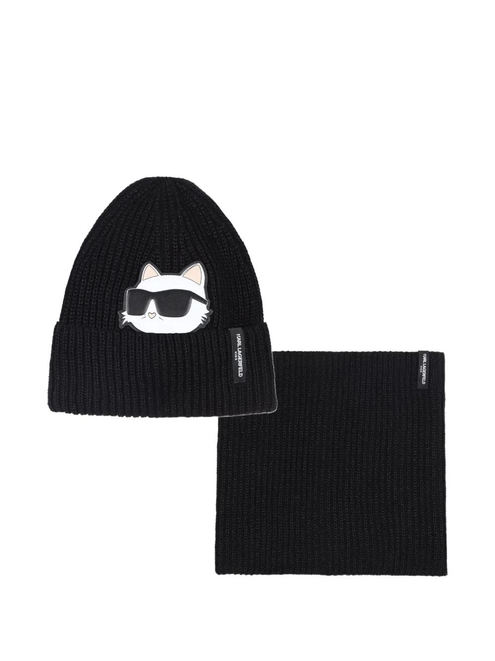 

Шапка бини с узором KARL LAGERFELD KIDS, черный