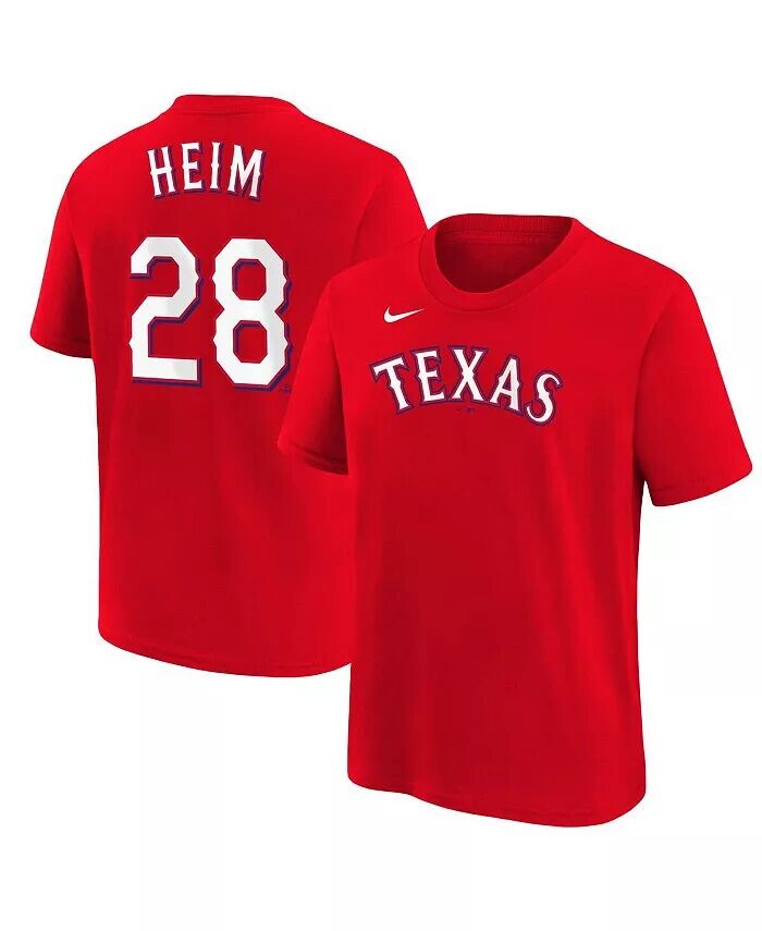 

Молодежная футболка Джона Хайма Red Texas Rangers с именем и номером Nike