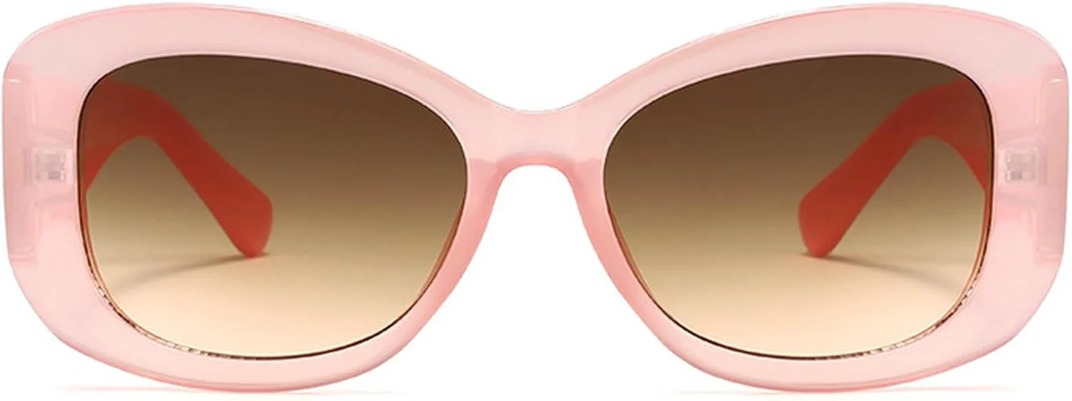 

Модные солнцезащитные очки большого размера «кошачий глаз» для женщин, винтажные градиентные очки, защита от ультрафиолета UV400 для мужчин mincl, Light Pink Brown