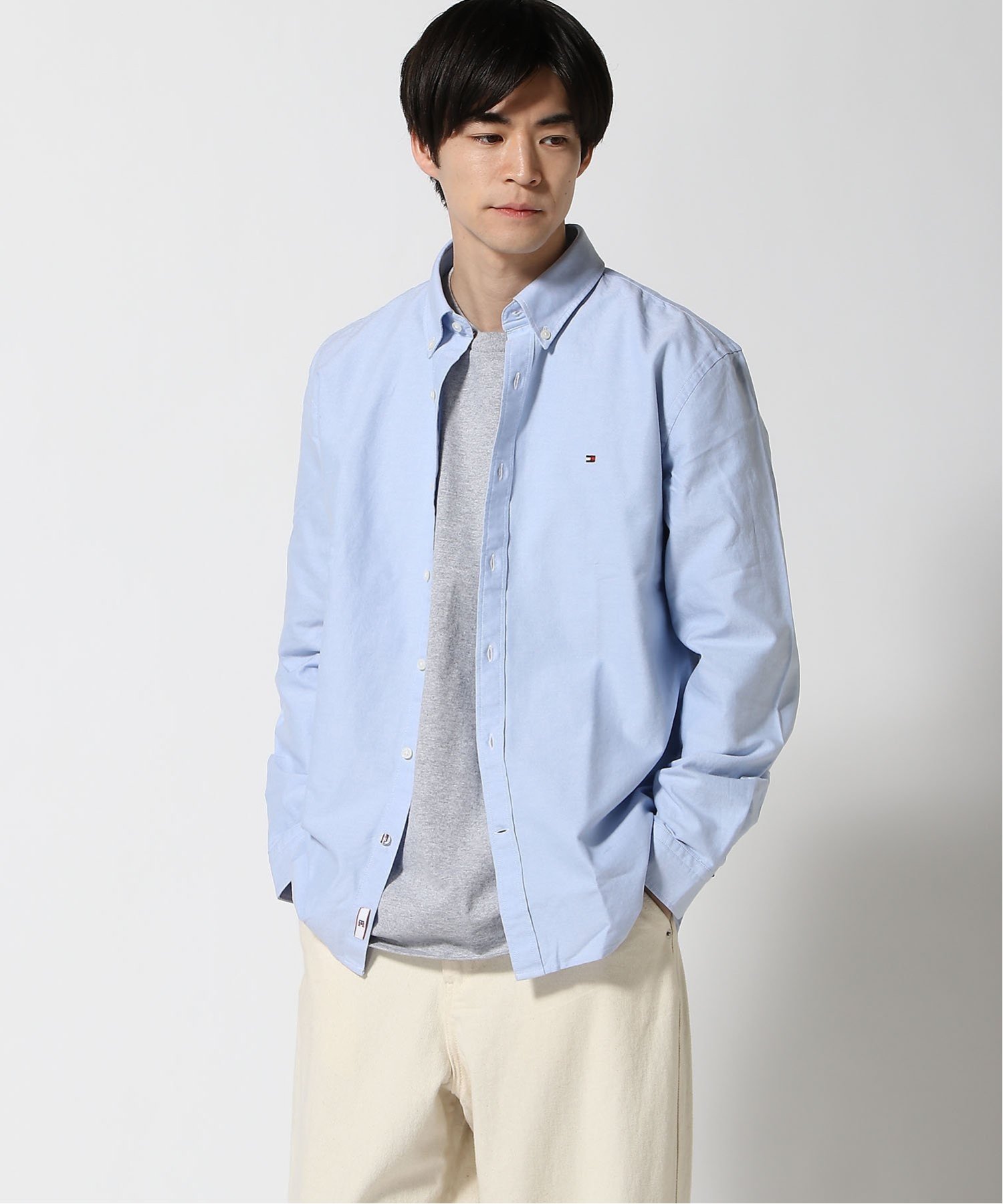 Плотная рубашка из оксфордской ткани TOMMY HILFIGER, Light Blue C14 — фото 4