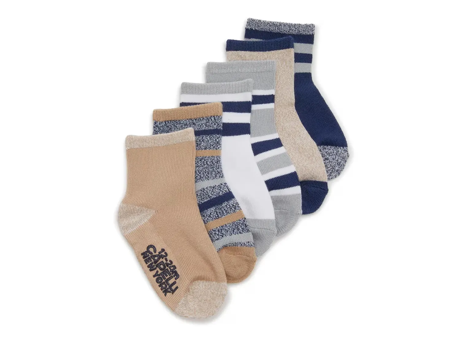 

Детские носки - набор 6 шт. Capelli New York, Blue/Beige/Grey Stripe