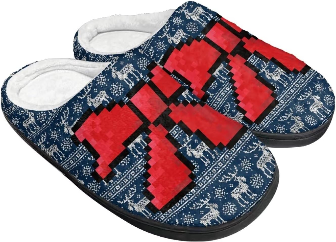 

Хлопковые тапочки на Хэллоуин и Рождество для женщин и мужчин, мягкие, теплые, нескользящие, домашние тапочки, дорожные тапочки Buxolandt, Christmas Bow Print