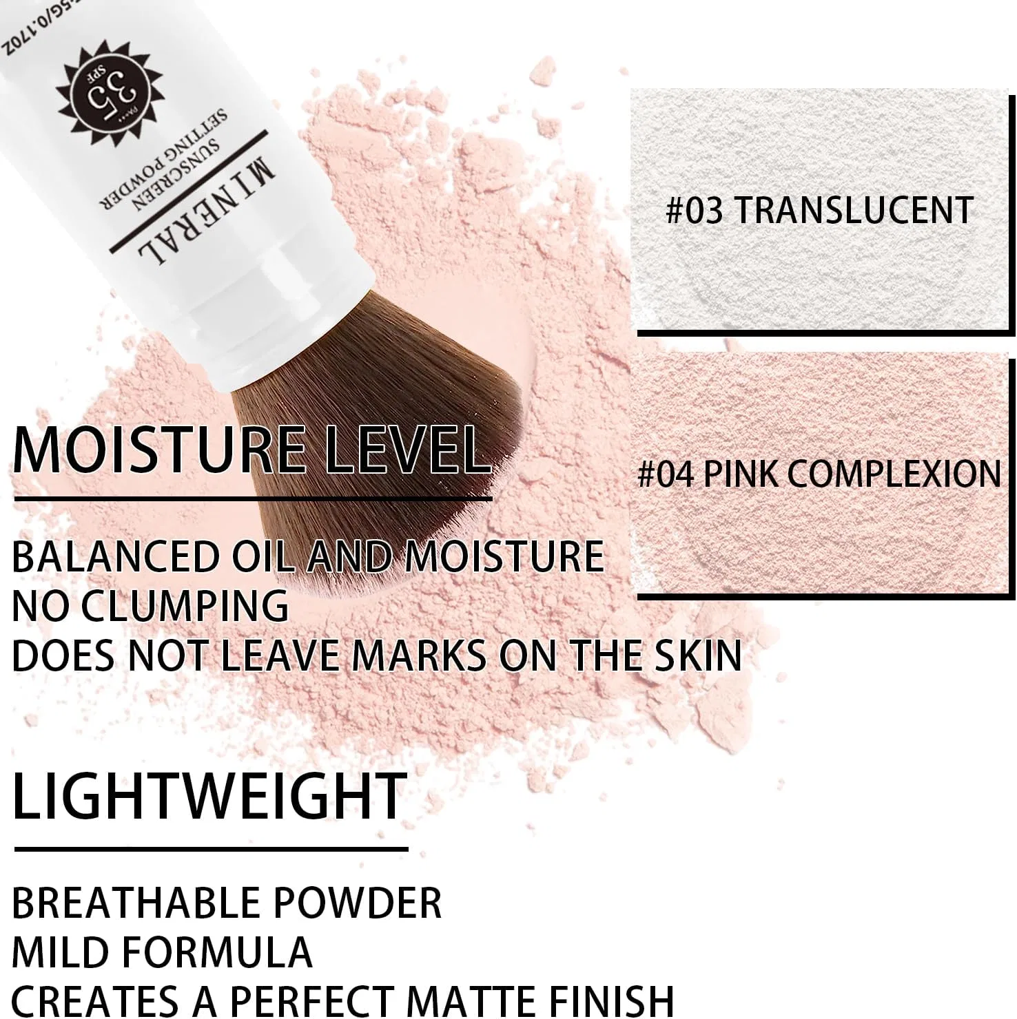 Пудра рассыпчатая минеральная SPF 35 Meilury, 28 г, оттенок 04# Pink — фото 4