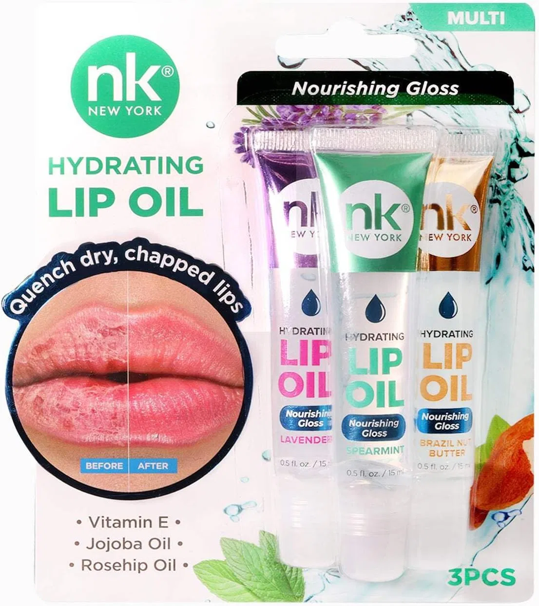 Губная маска Nikka K New York Hydrating Lip Oil, увлажняющая, 3 шт., многоцветный Nicka K New York