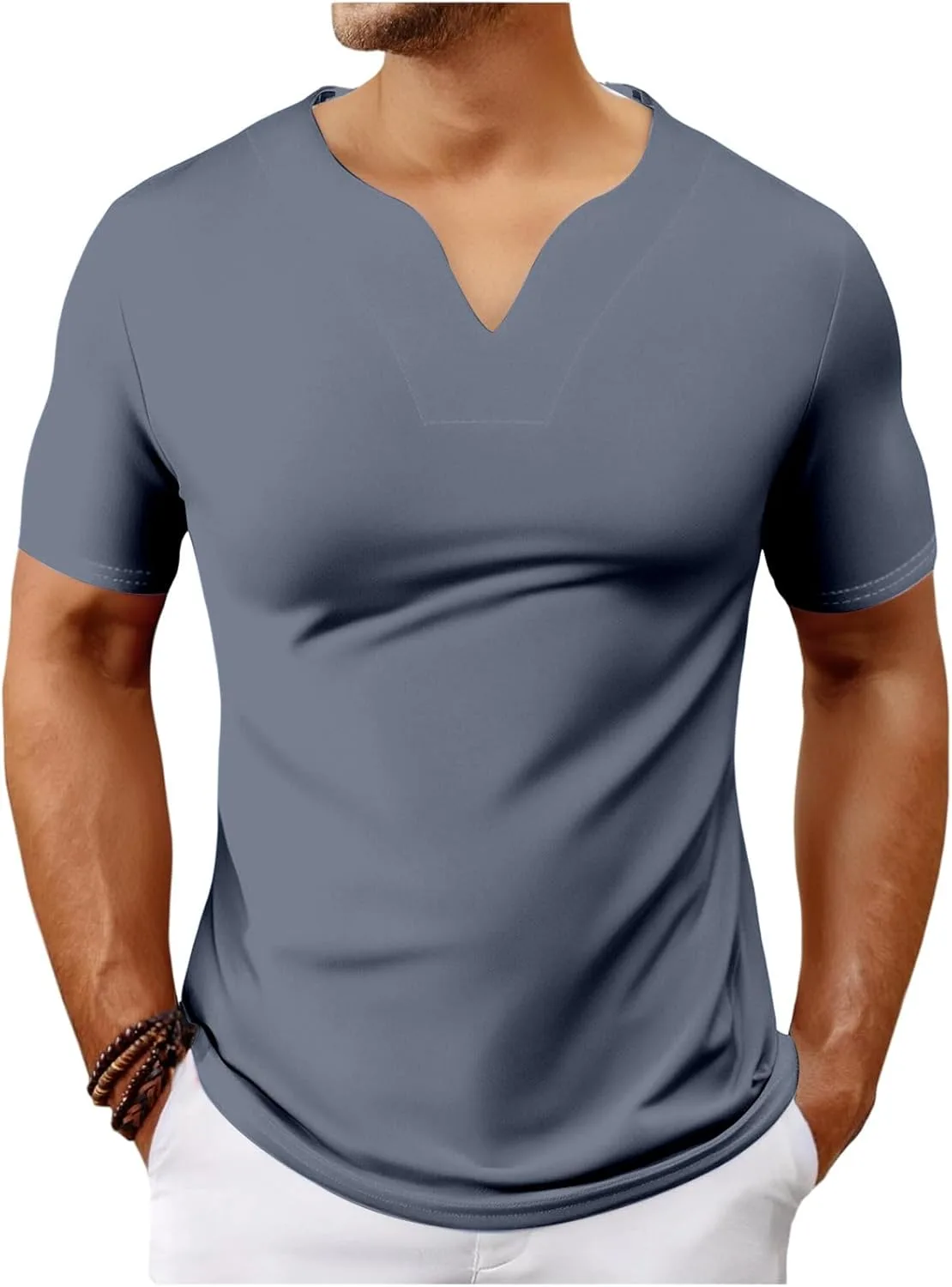 

Мужская футболка с V-образным вырезом для фитнеса CHXLQQX