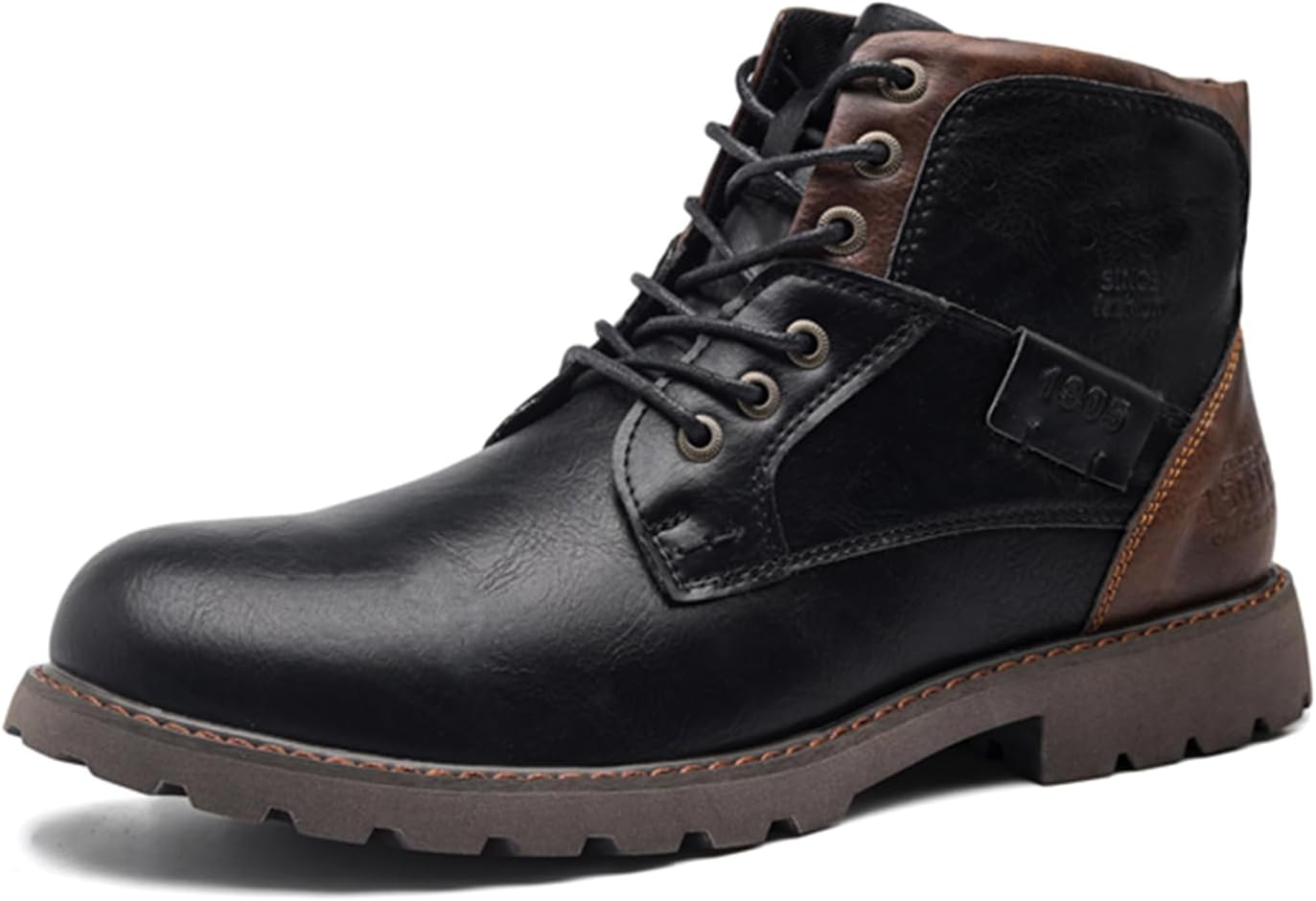 

Мужские ботинки ENJGU для осени/зимы, походные, повседневные, ретро, на платформе, с шнуровкой и молнией, мотоциклетные, ручной работы, противоскользящие, треккинговые, оксфорды, черный